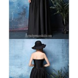 Australia-Formal-Evening-Dress-Black-A-line-Strapless-Long-Floor-length-Satin-Chiffon