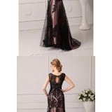 Australia-Formal-Evening-Dress-Black-Plus-Sizes-Dresses-Petite-A-line-Jewel-Court-Train-Tulle